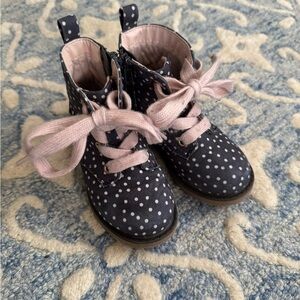 Polka Dot Kids Boots with Pink Laces